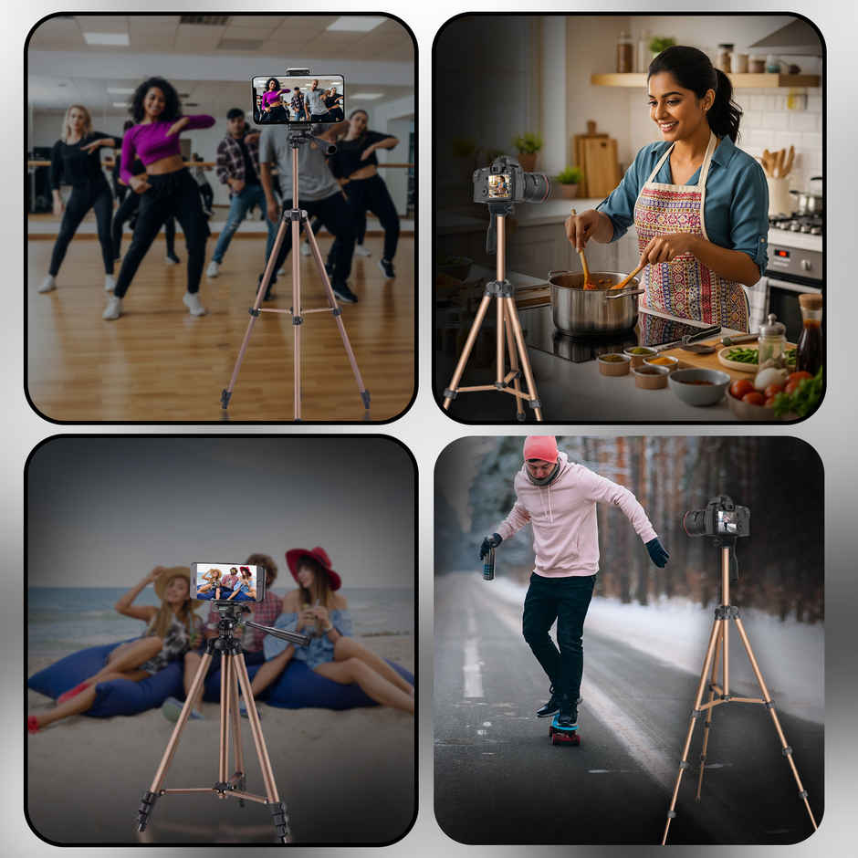 Aluminium Camera Tripod Stand | 51 Inch /130 cm Height | 360 Rotatable Mobile Holder