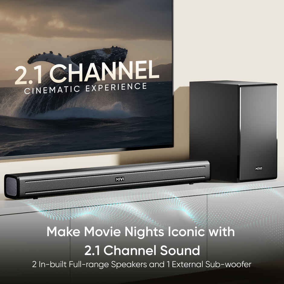 Mivi Fort R190 Soundbar,160 Watts,2.1 Channel And Eq Modes,Bt V5.1 160 W Bluetooth Soundbar