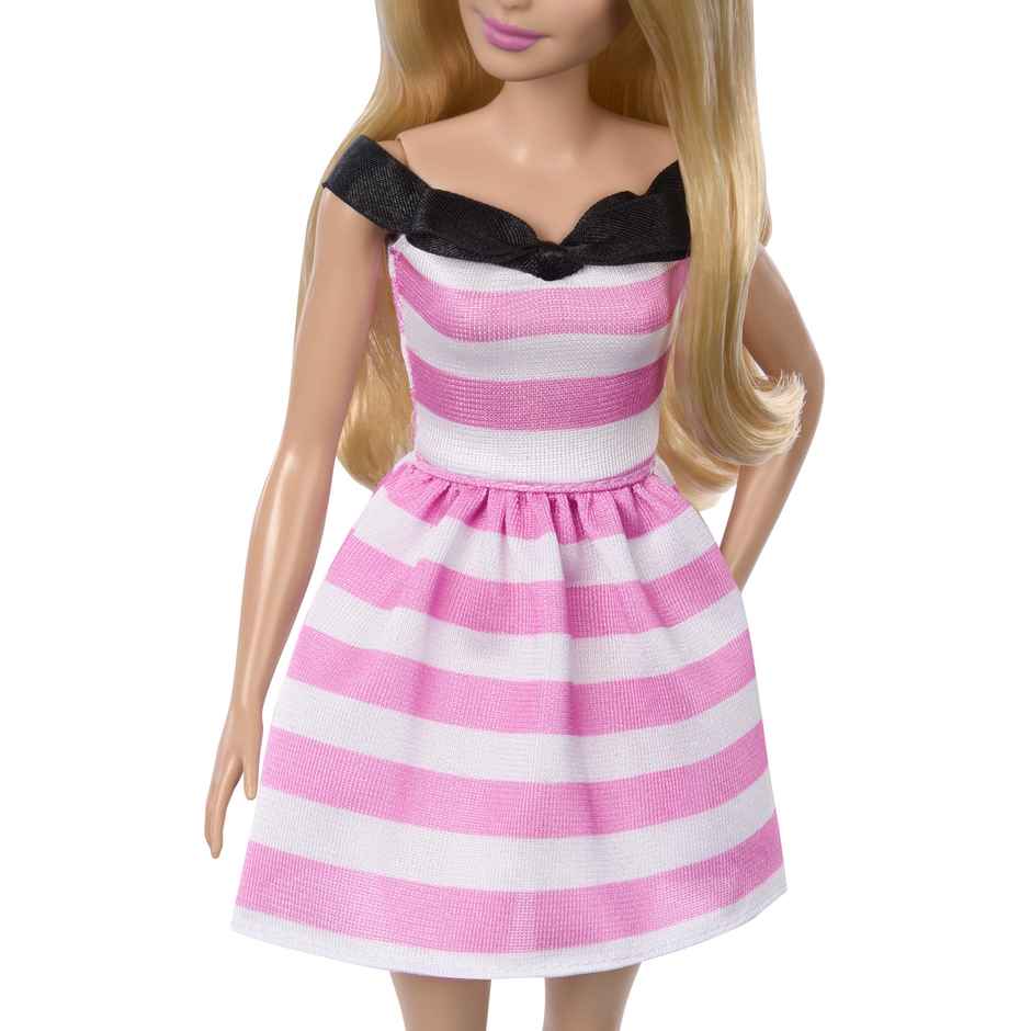 Mattel Barbie 65Th Anniversary Commemorative Doll With Mattel Blonde Hair, Pink And White Striped Dress