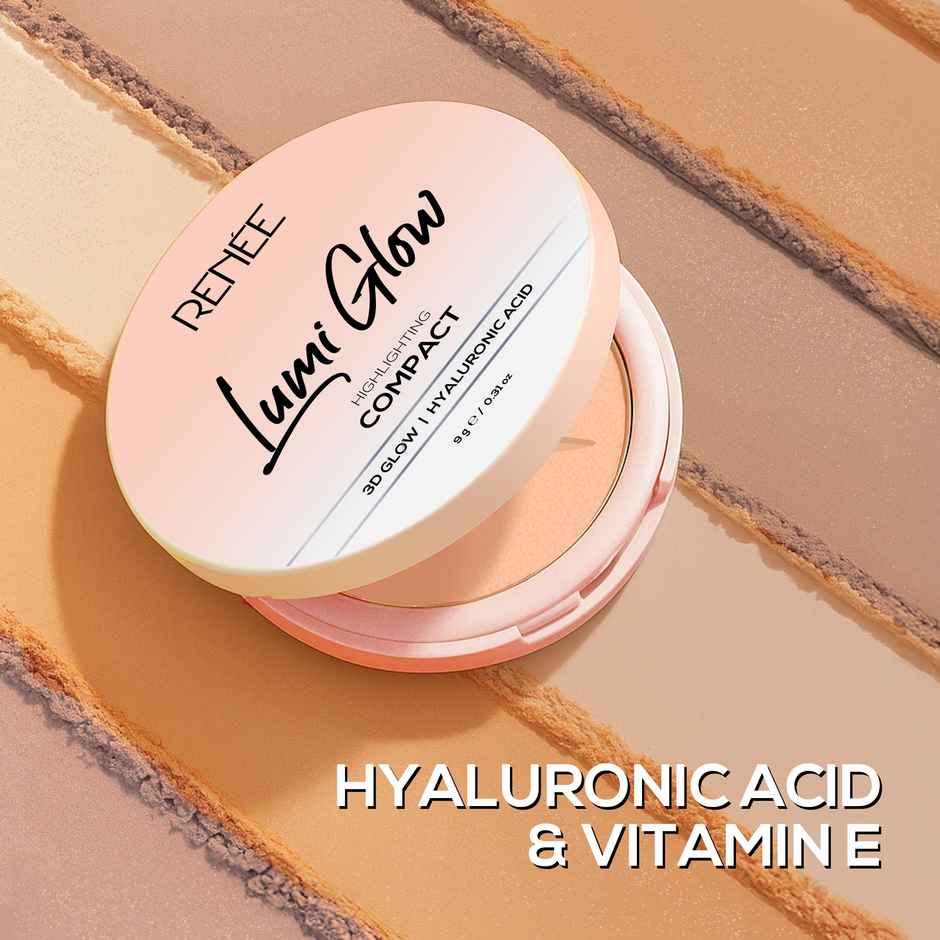RENEE Lumi Glow Highlighting Compact | Medium Coverage, Dewy Finish, 3D Glow | 05 Chiffon Cocoa