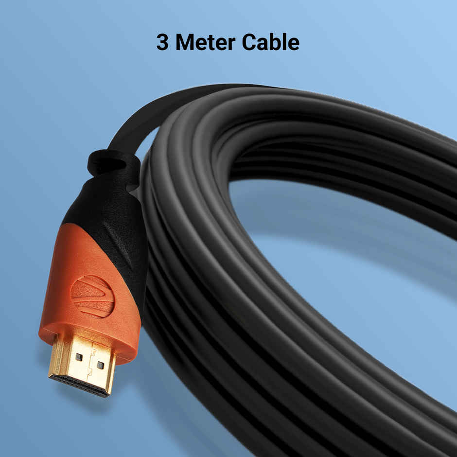 Zebronics HDMI 2.0 Cable, 3m, 4K/60Hz, 18Gbps, ARC, 3D, CEC, Male to Male HAA3020A