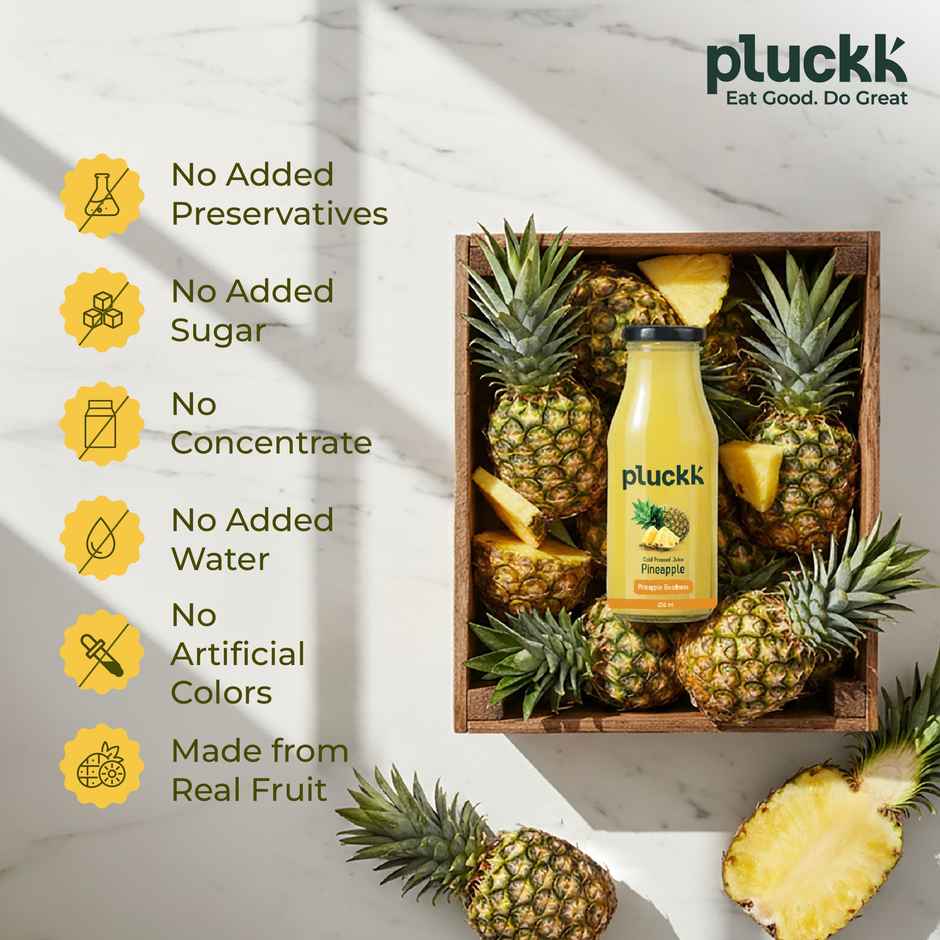 Pluckk Cold Pressed Extracted Pineapple Juice | No Preservatives | No Added Sugar