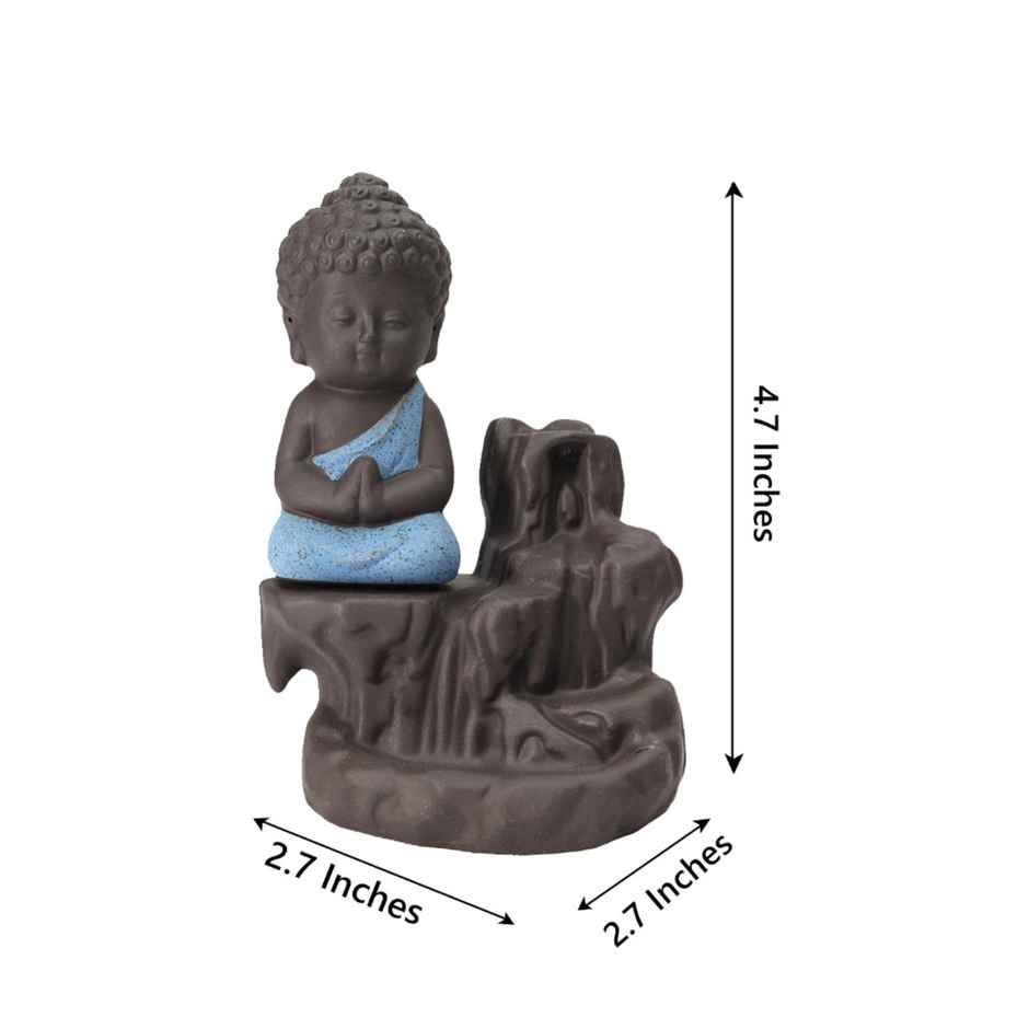 eCraftIndia Meditating Monk Buddha Statue Smoke Backflow Cone Incense Holder Decorative
