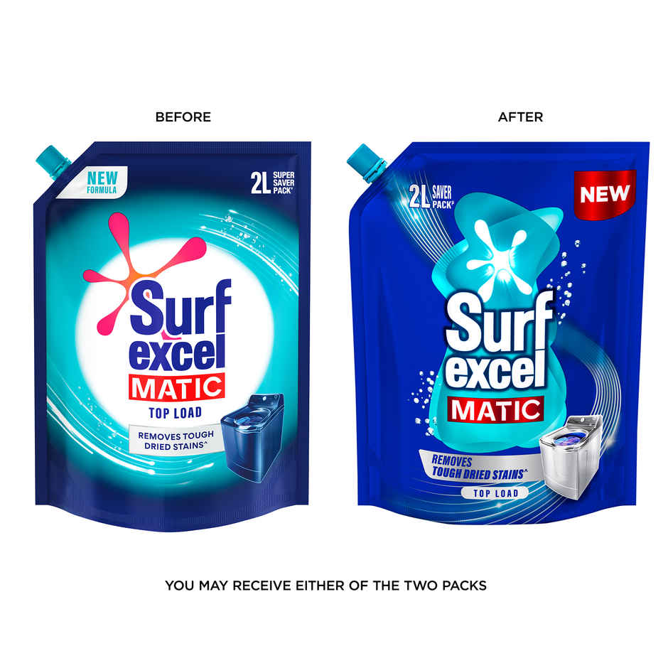 Surf Excel Matic Top Load Detergent Liquid Refill | Tough Dried Stain Removal (2L) & Comfort Morning Fresh After Wash Fabric Conditioner (2L) Combo