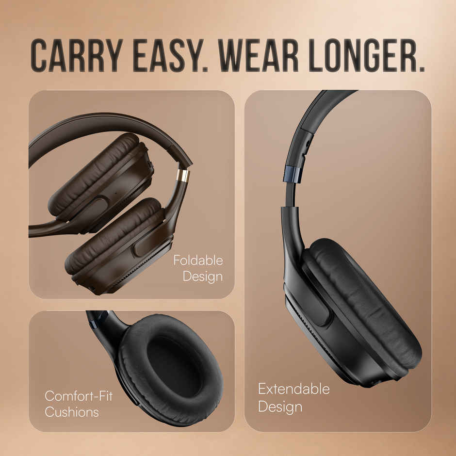 Noise Airwave Max 3 70H Playtime 40mm Driver Low latency-Upto 40ms Headphones | Carbon Black