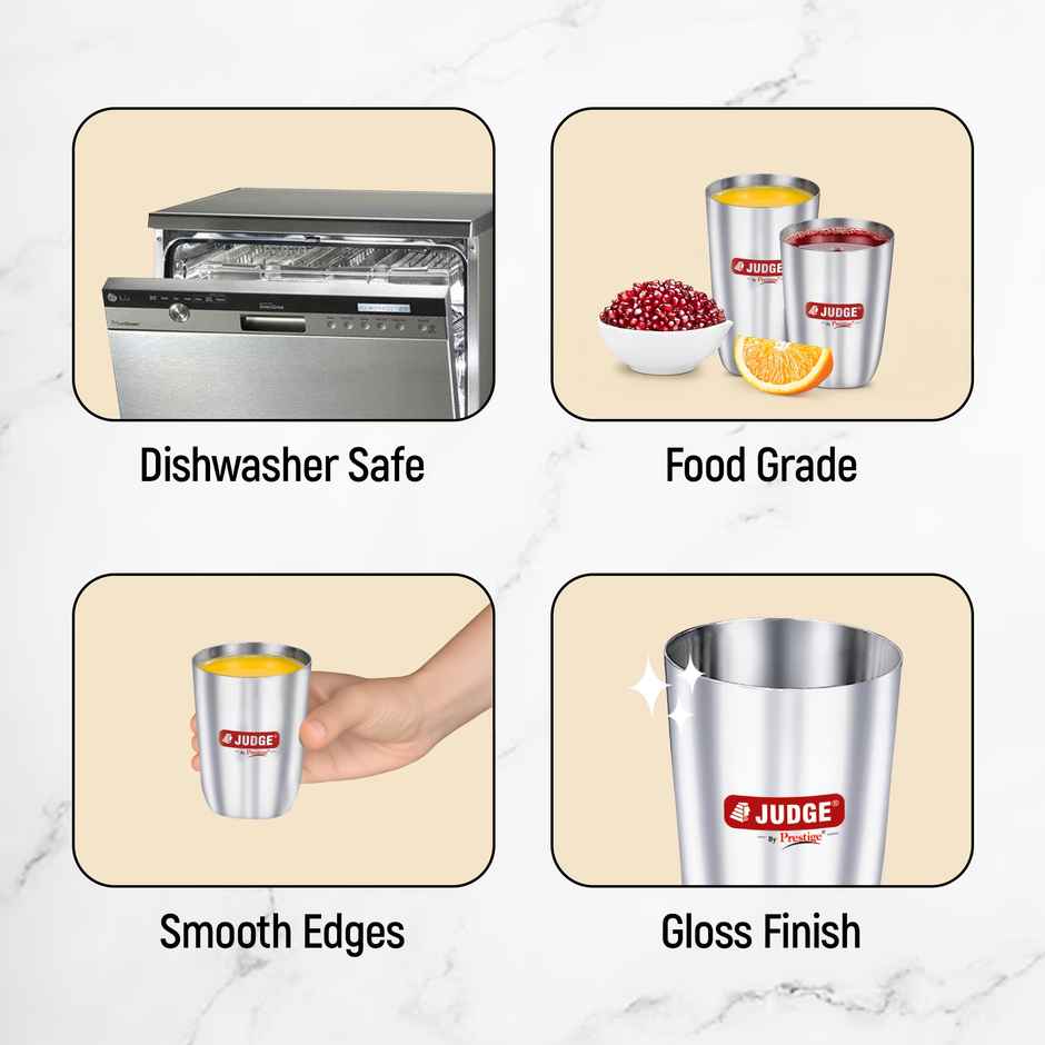 Judge by Prestige Stainless Steel Classic 6 Pc Tumbler Set
