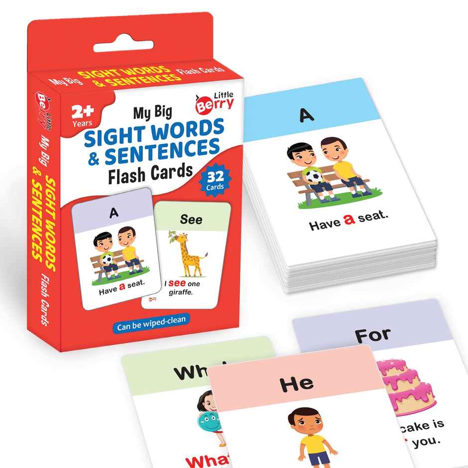 Little Berry Sight Words & Sentences Flash Cards For Kids (32 Cards) | Fun & Early Learning - Lb9