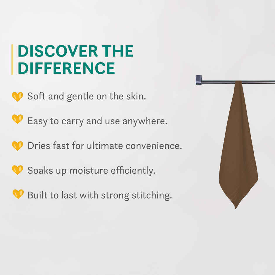 Home Elegance by myTrident Comfort Living 100% Cotton Hand Towel Set | 40cm x 60cm | 400 GSM | Coconut Shell