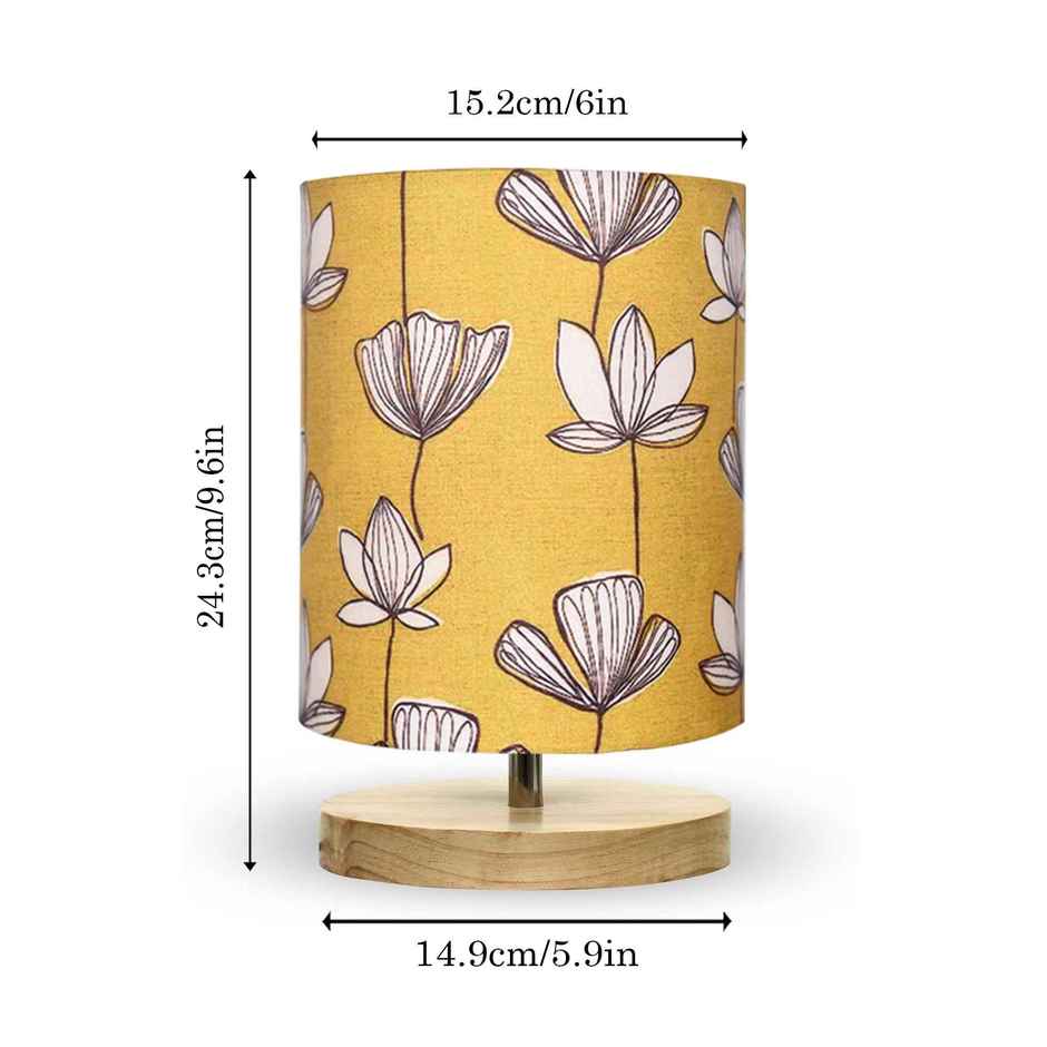 Homesake Pine Wood Bedside Table Lamp with Linen Shade | Simple Bedroom Nightstand Light