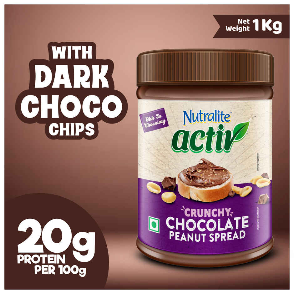 Nutralite Activ Peanut Butter Plant based protein source Chocolate Crunchy