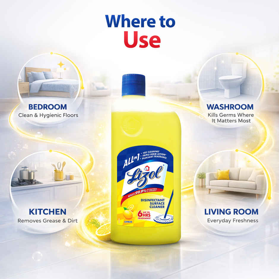Lizol Disinfectant Surface & Floor Cleaner Liquid Citrus(1l), Harpic Disinfectant Toilet Cleaner Liquid Original(1l) & Colin Glass and Surface Cleaner Liquid Spray Regular(500ml) Combo