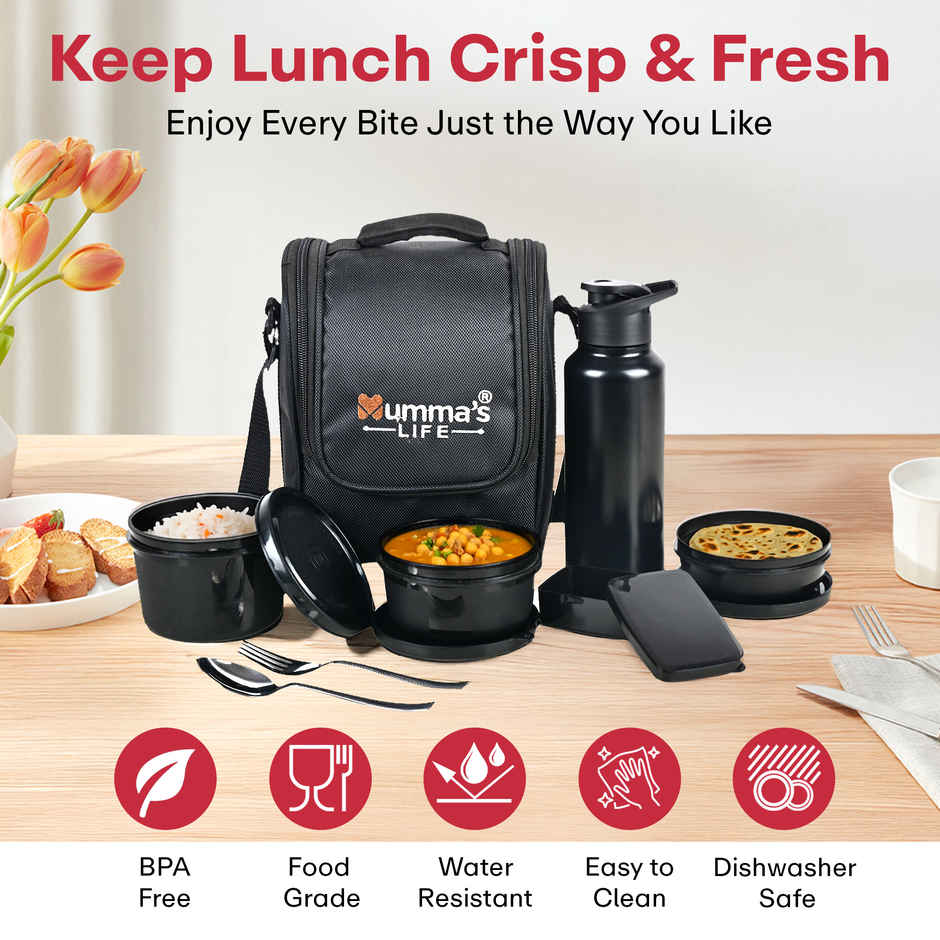 Mumma's LIFE Lunch Box for Office Use- Microwave Safe 3-Container Set with BPA-Free Lids