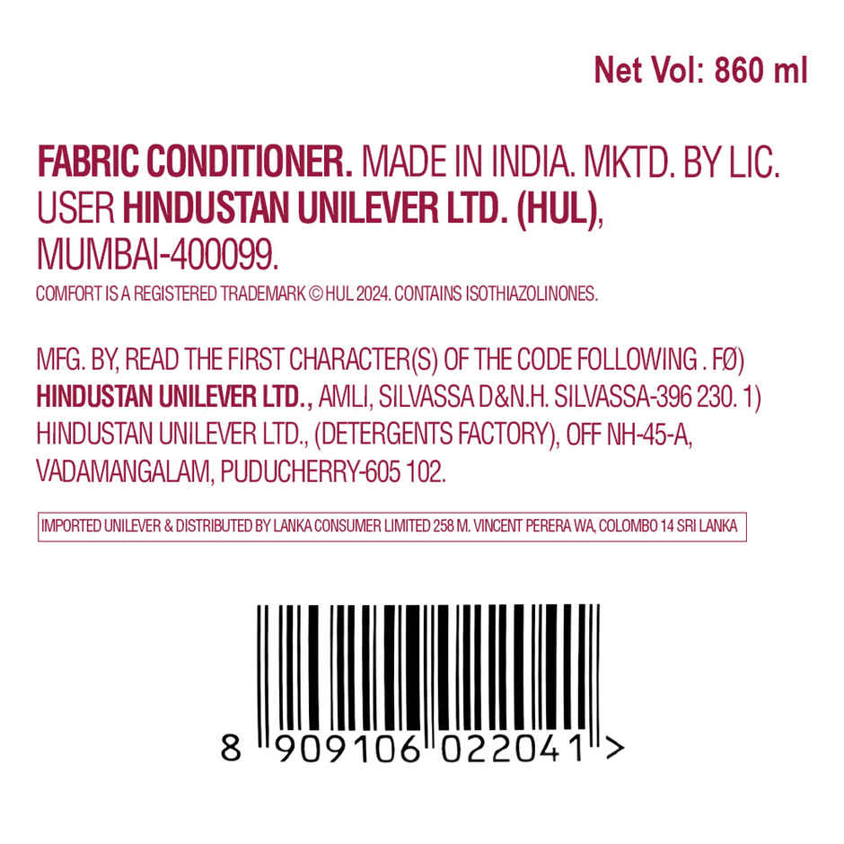 Comfort Lily Fresh After Wash Fabric Conditioner Bottle