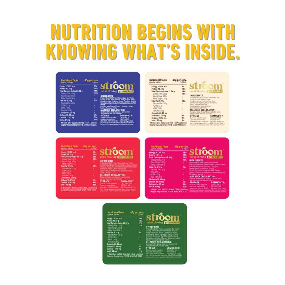 Stroom Center-Filled Protein Bars - Premium Protein And No Added Sugar | Assorted | Pack Of 5