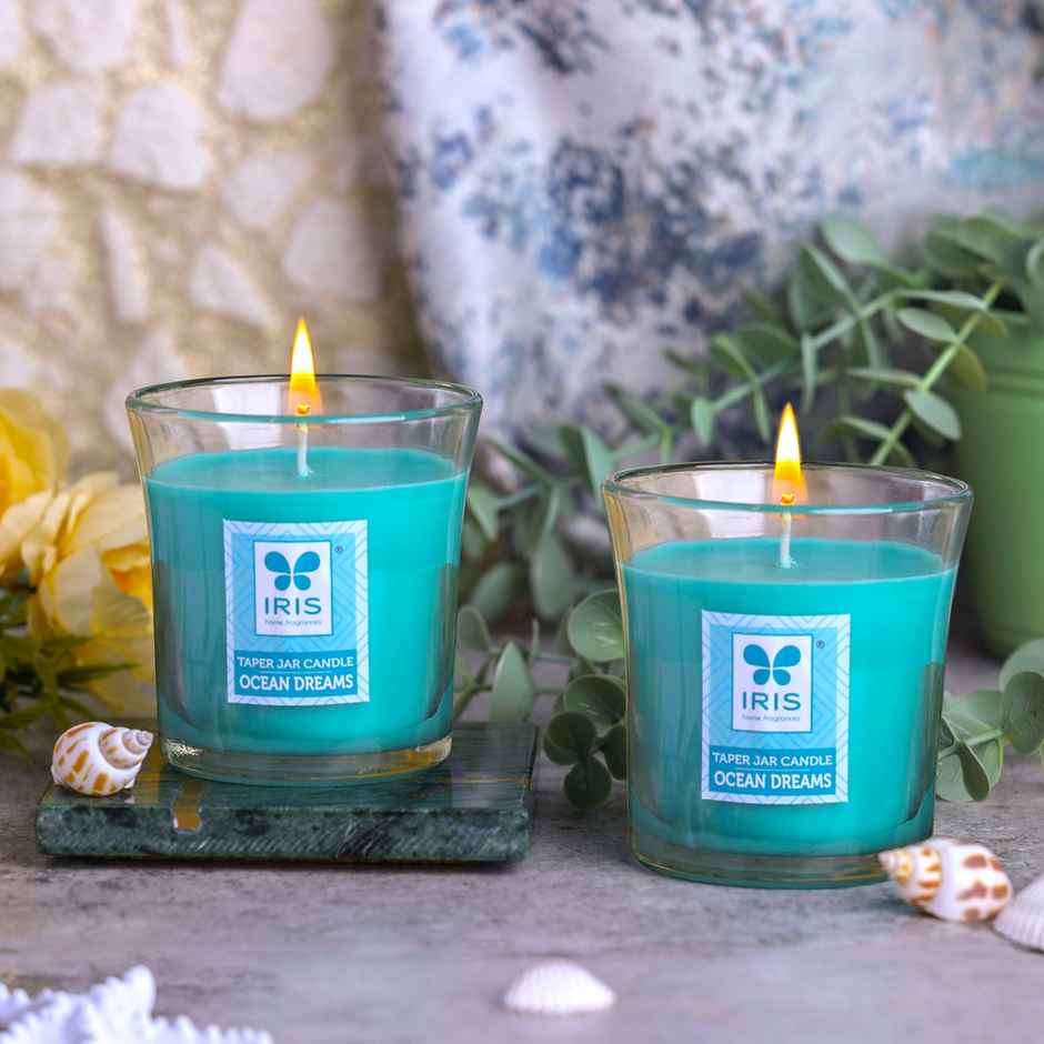 Ocean Dream Taper Jar Scented Candles | Pack of 2 | Home Decor | IRIS