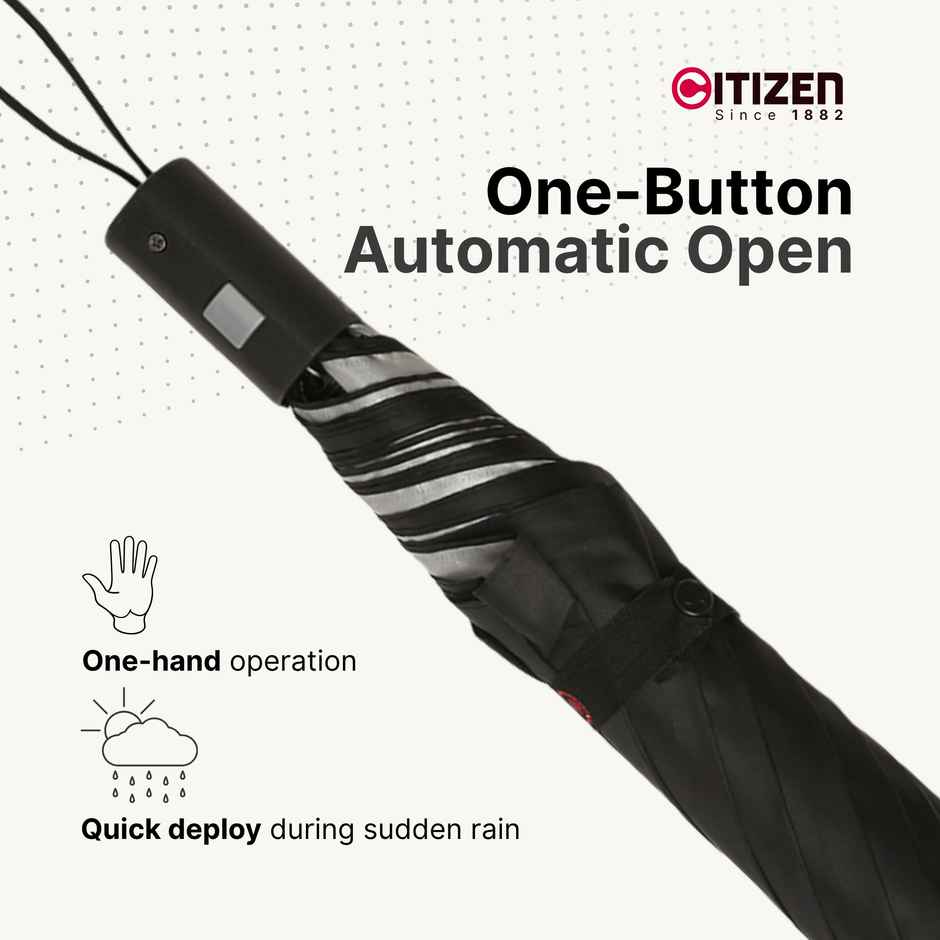Citizen Black Silver Umbrella | 21 Inch | 2 Folds