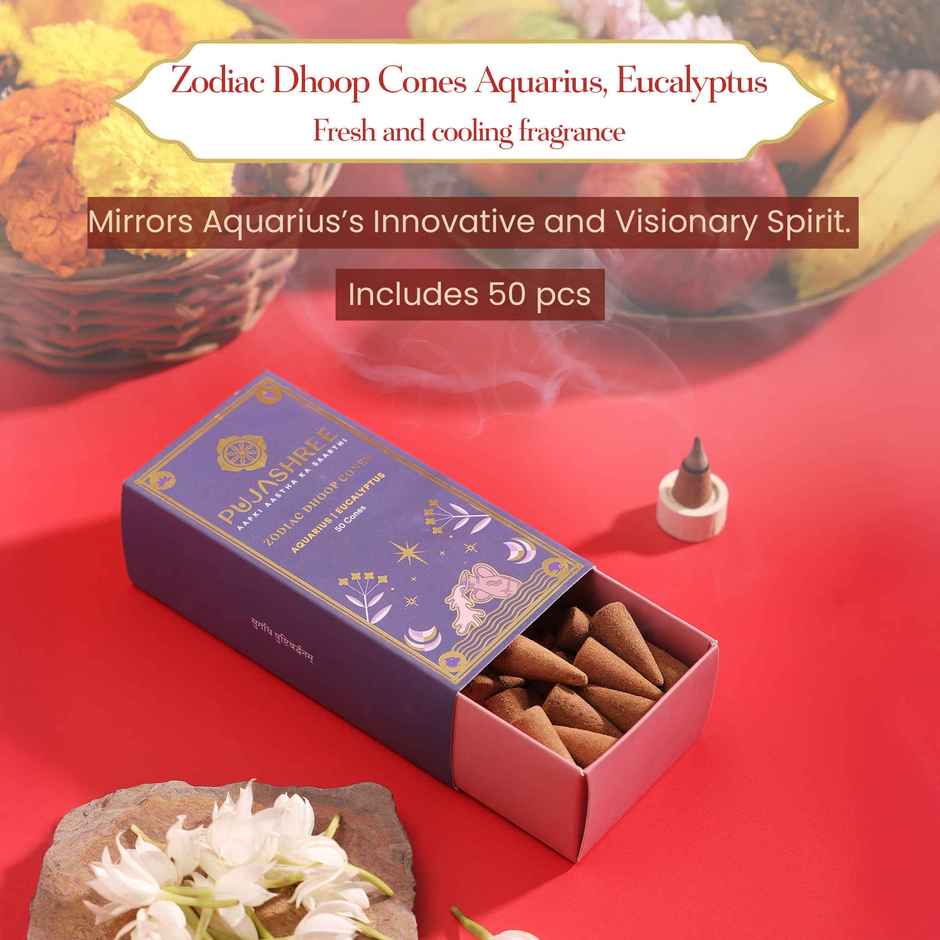 Pujashree Zodiac Dhoop Cones | Aquarius - Eucalyptus