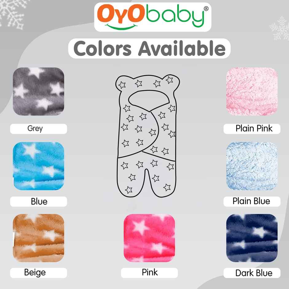 Oyo Baby Hooded Baby Blanket Star Blue, 76Cm X 70Cm