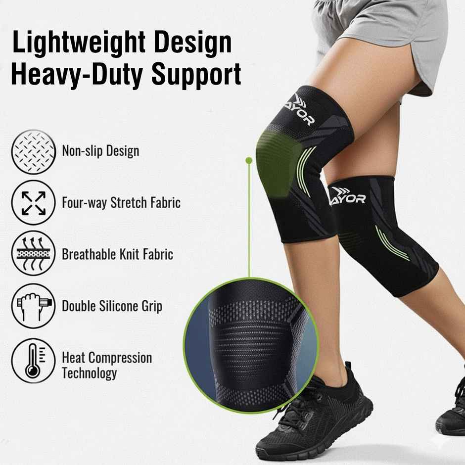 Mayor Active Knee Support | Pain Relief & Comfort for Gym, Running & Yoga Knee Support | Black