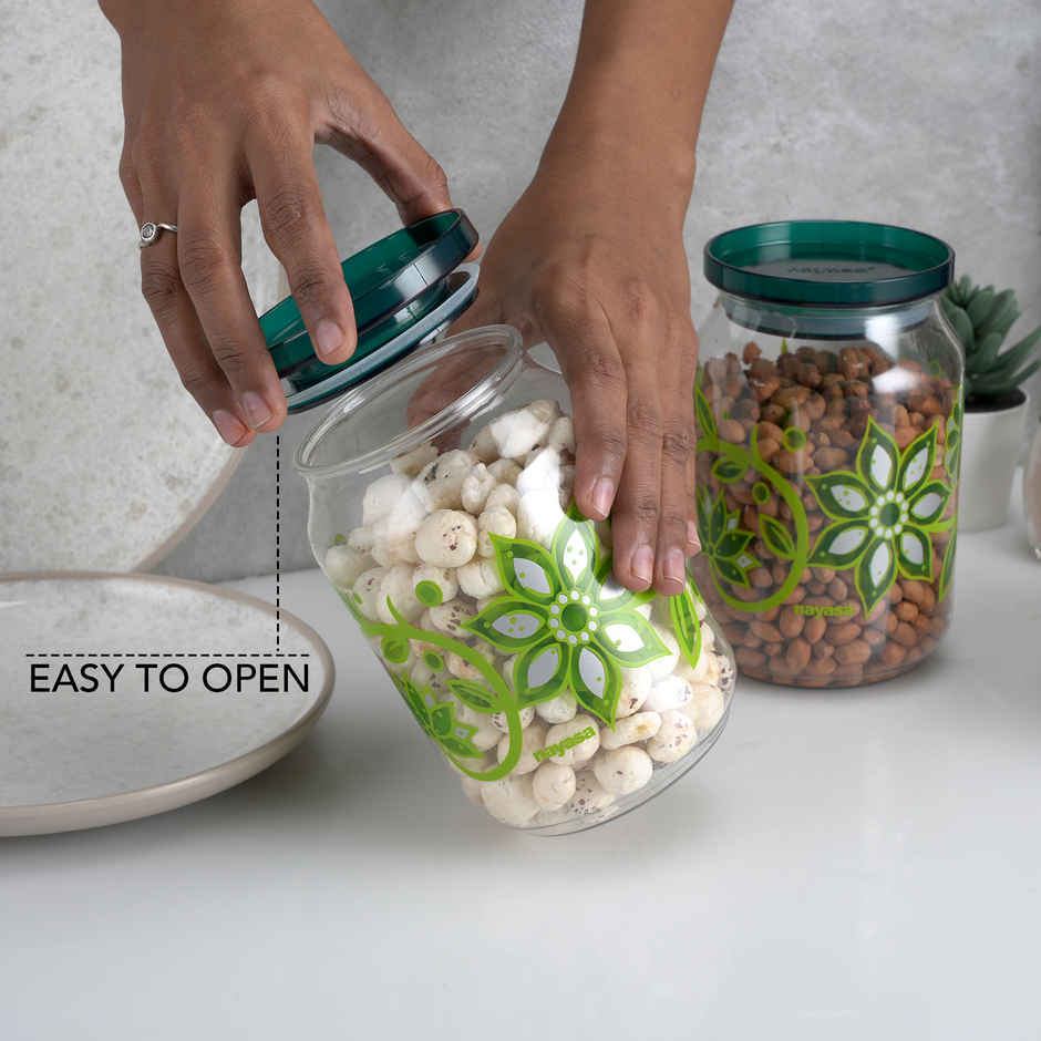 Nayasa Hermit BPA Free Food Grade Airtight Kitchen Storage Containers | Green - 1 L