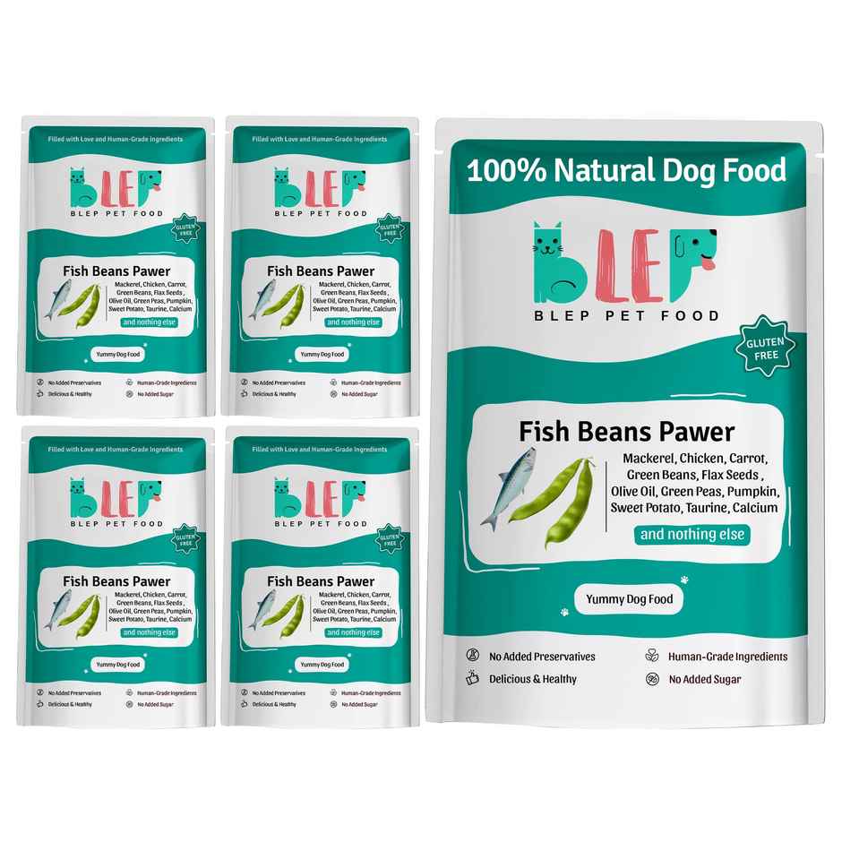 BLEP 100% Natural Dog Food | Fish Beans Trial Pack | 5 Packs | Zero Preservatives