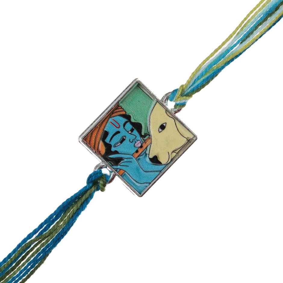 Krishna Flute Cow Religious Rakhi with Roli Chawal Pack Rakhi for Brother Bhaiya Bhai | Ecraftindia