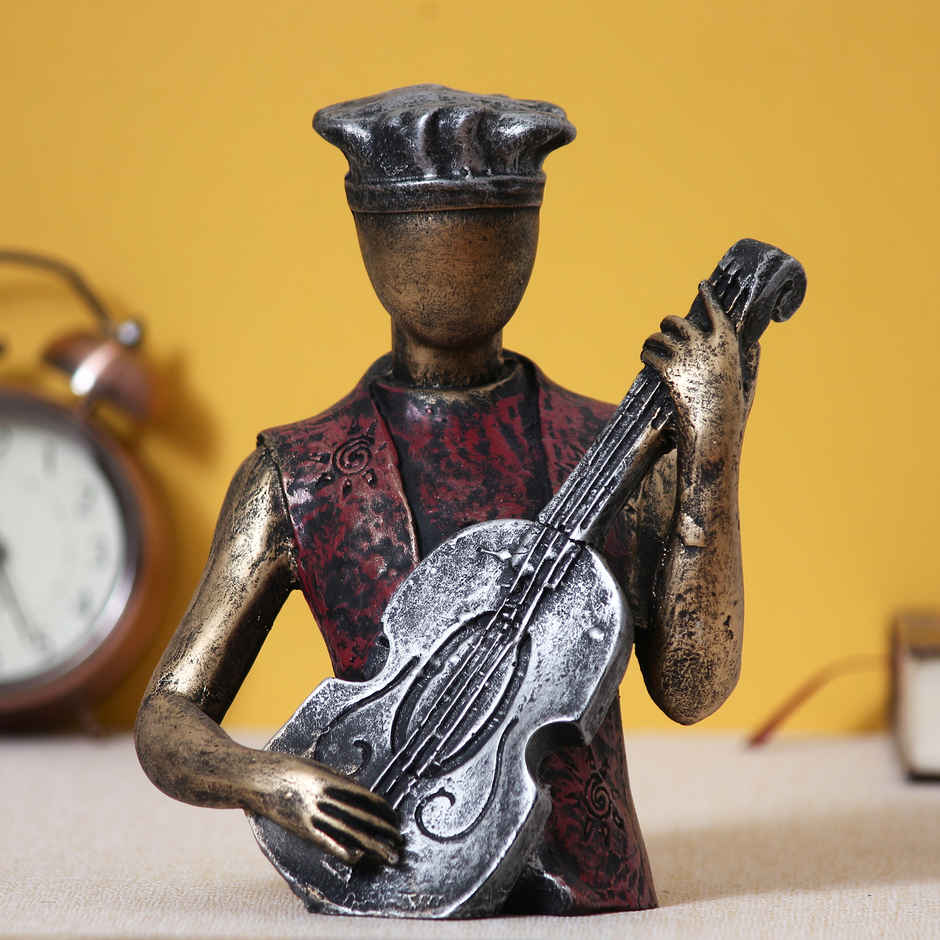 eCraftIndia Man Statue with Hat Playing Guitar Decorative Showpiece