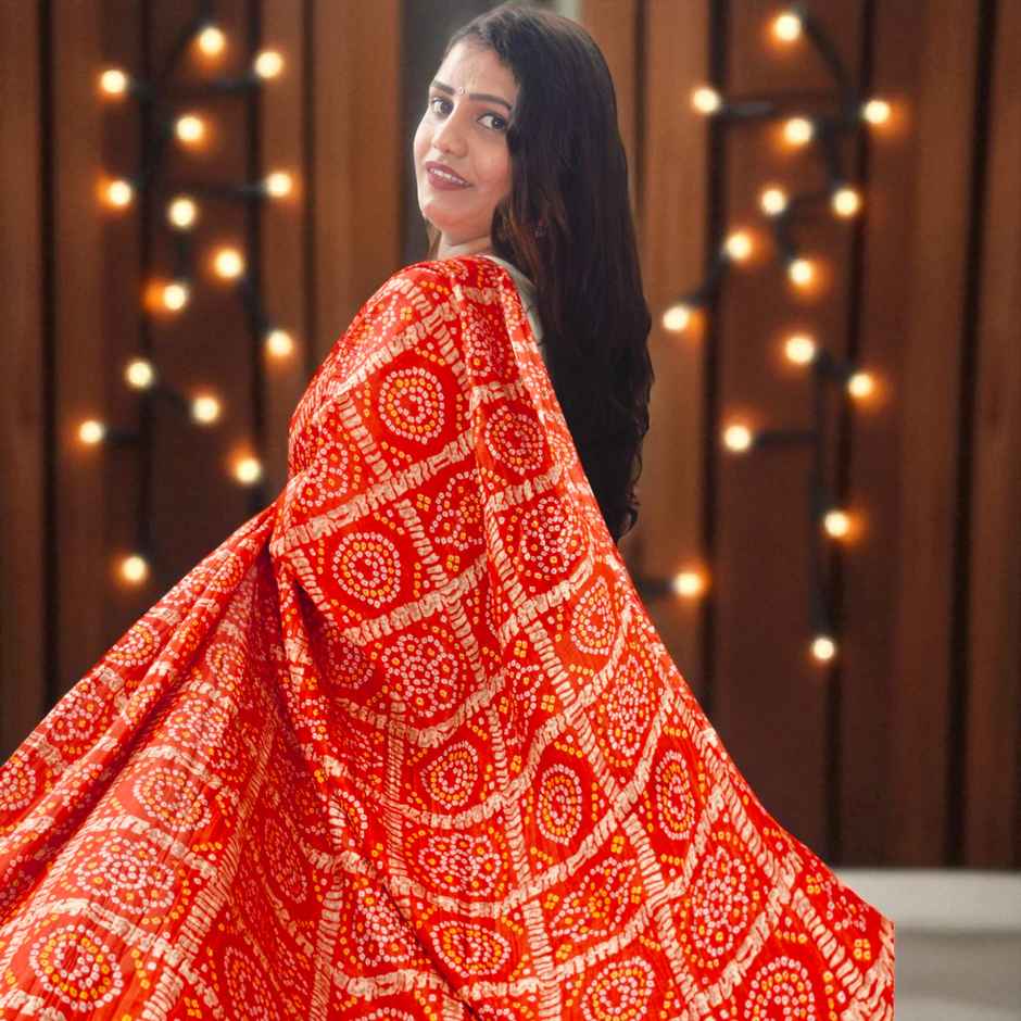 Red Bandhini Dupatta | House of Festivals