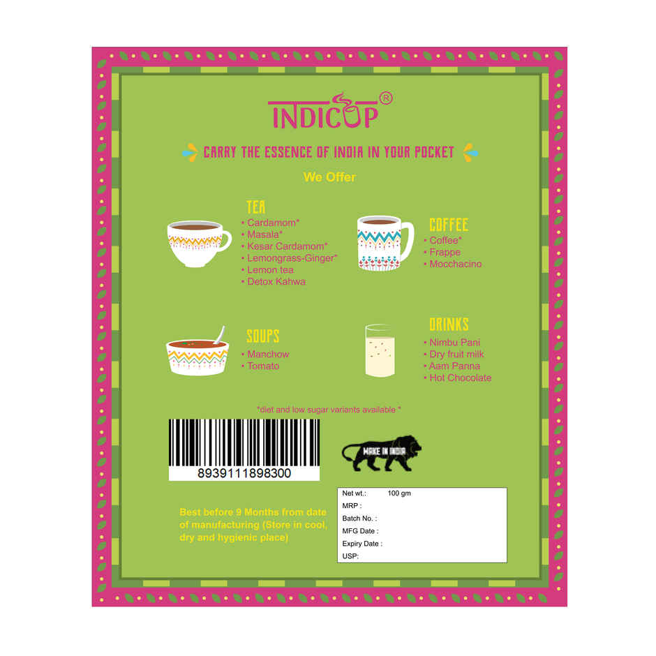 Indicup Cardamom(Elaichi Chai) Tea Premix