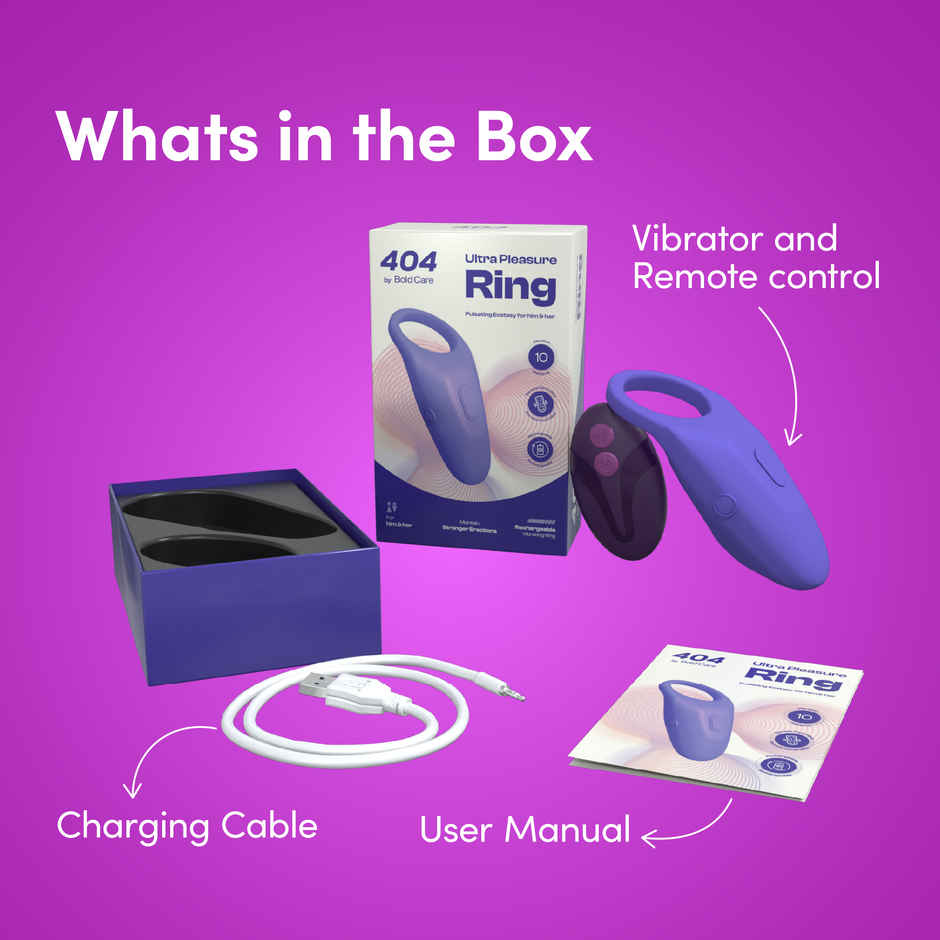 Bold Care Ultra Pleasure Ring Massager For Men & Women - 10 Vibrating Modes - Rechargeable