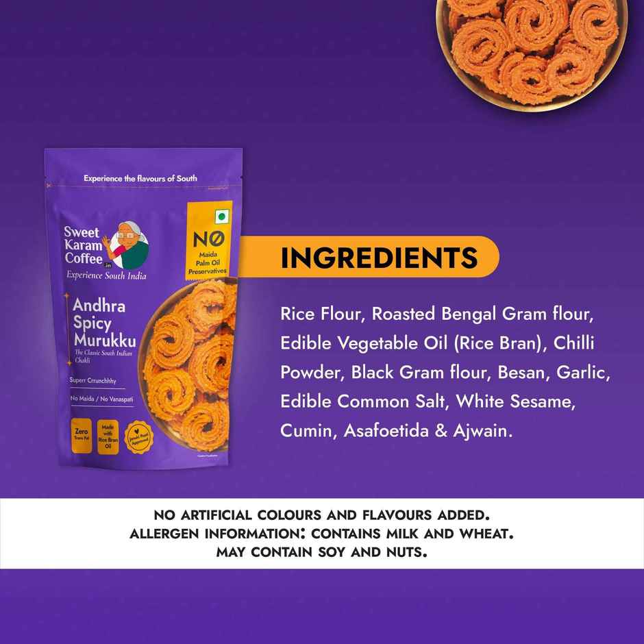 Sweet Karam Coffee Andhra Spicy Murukku Crisps (Chakli) - Namkeen Snacks