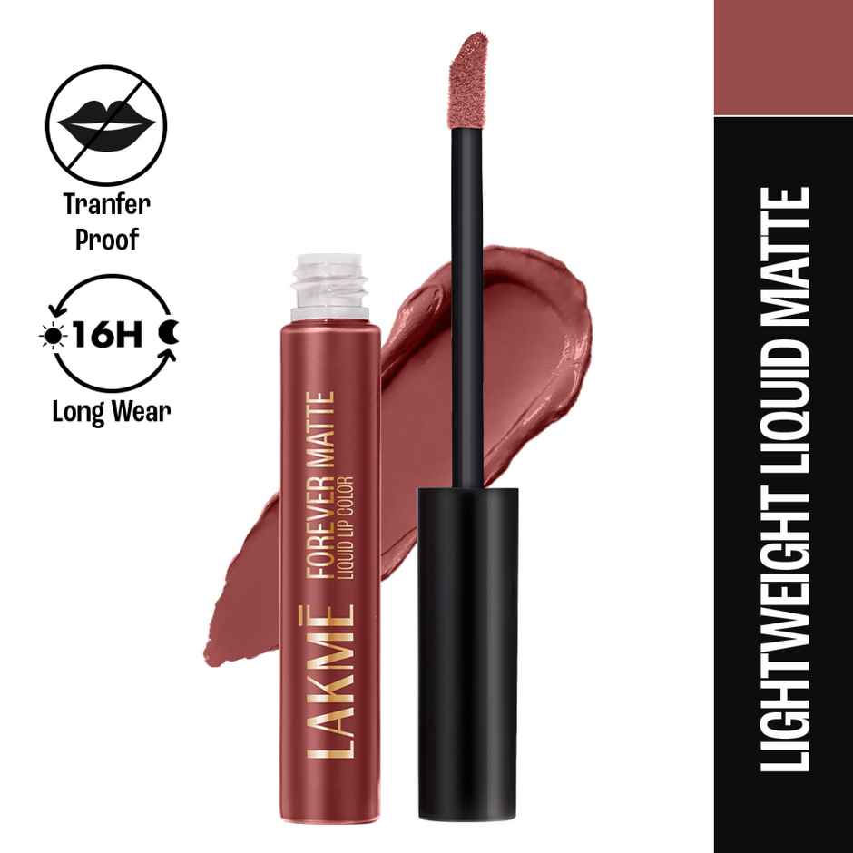 Lakme Forever Matte Liquid Lip, 16hr Lipstick, Lightweight & transferproof | Brown Sheer