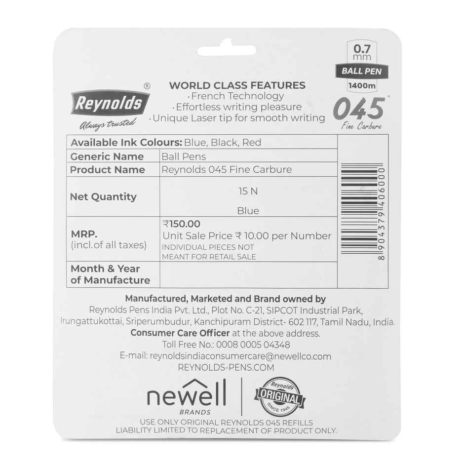 Reynolds 045 Ball Pen Set Blue Pens Pouch