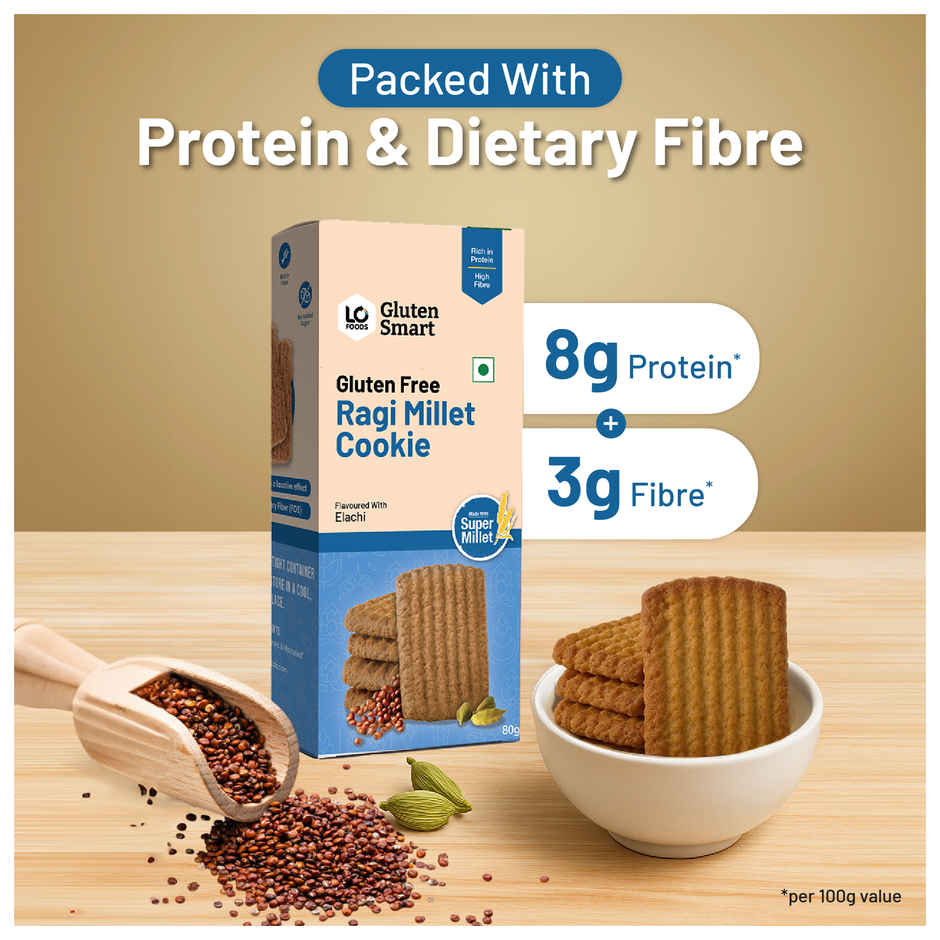 Lo Foods Gluten Free Ragi Oats Cookies | Sugar Free Biscuit ,No Maida Millet
