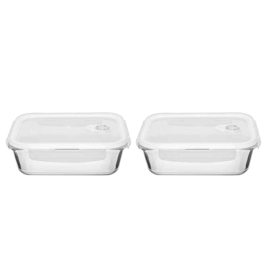 Cutting EDGE 1040ml Glass Food Storage Container | Borosilicate , Air Vent Lid | Set of 2