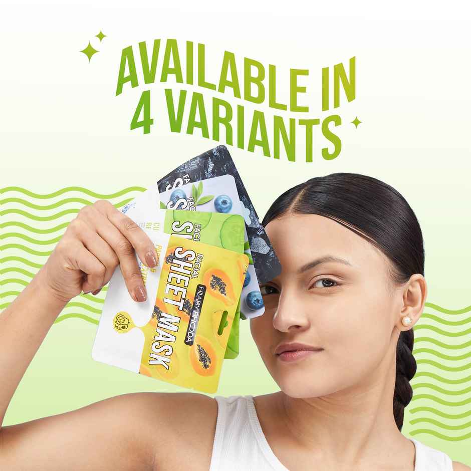Hilary Rhoda Cucumber Refreshing Sheet Mask | Facial Sheet Mask with Serum | Depuffs Face