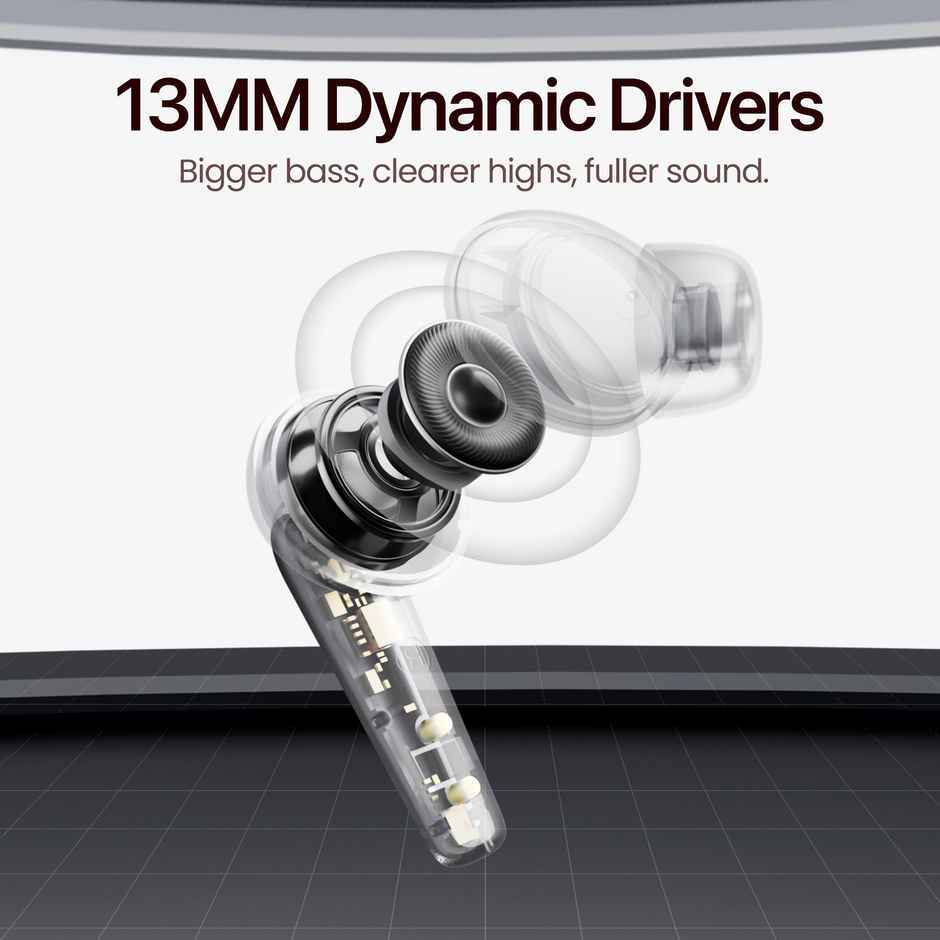 Mivi DuoPods Aura ANC TWS Earbuds | 60H Playtime | Quad Mic | 50ms Gaming | BT v5.3 | IPX4