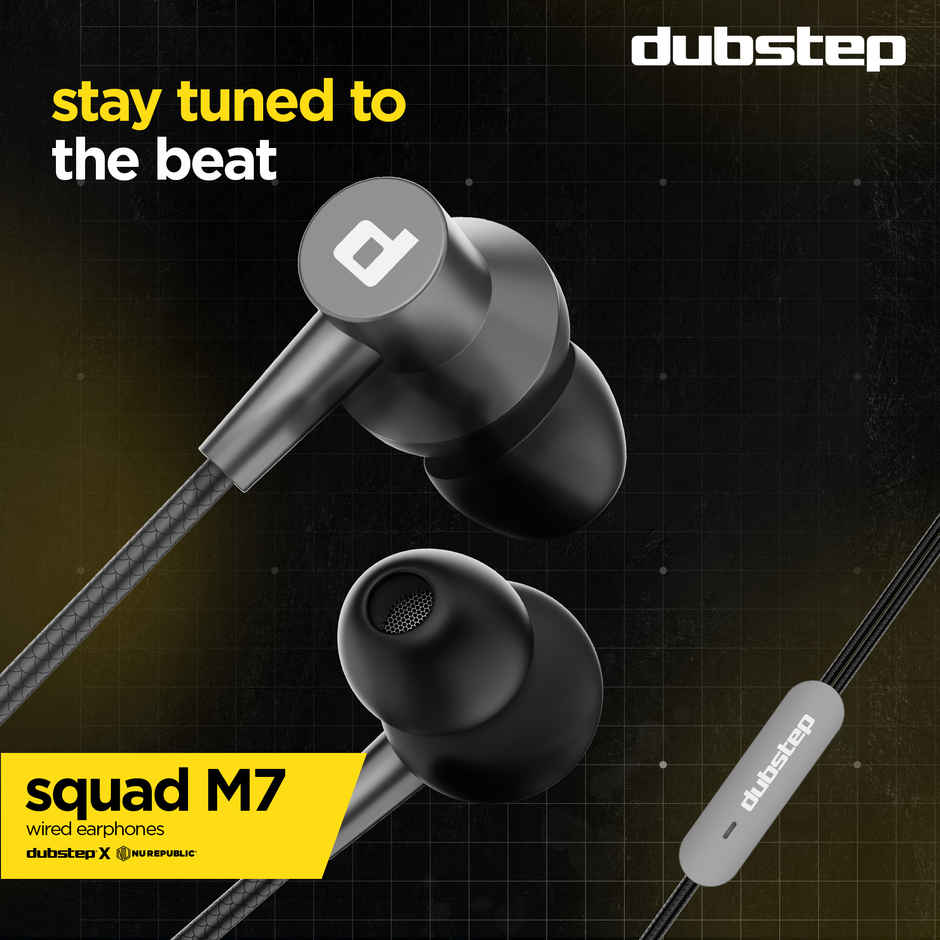 Dubstep Squad M7 With X-Bass Technology In-Ear Wired Earphones With Mic - Grey