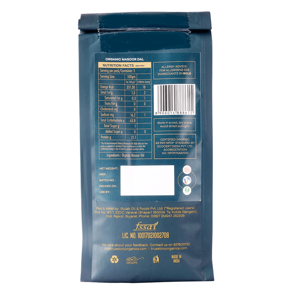 True Story Organic Masoor Dal Split