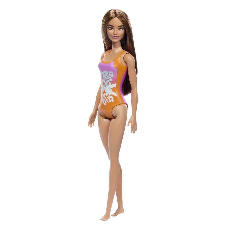 Barbie Bech Doll | Light Brown Hair | Pink & Orange Swimsuit | Tropical Print