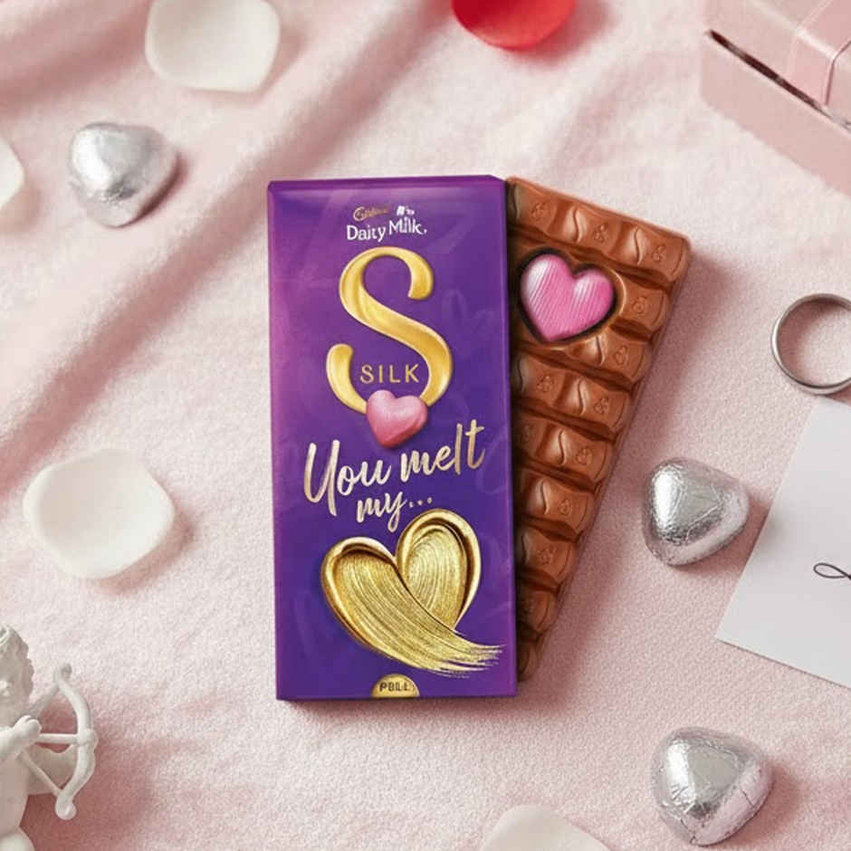 Cadbury Dairy Milk Silk Valentines Heart Blush Chocolate Bar Gift Pack (250g) & Dearjoy I Love You Balloon Teddy 30 Cm (1pc) Combo