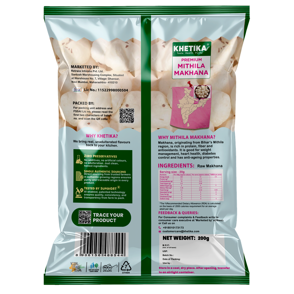 Khetika Premium Jumbo Makhana (Foxnut, Phool Makhana)