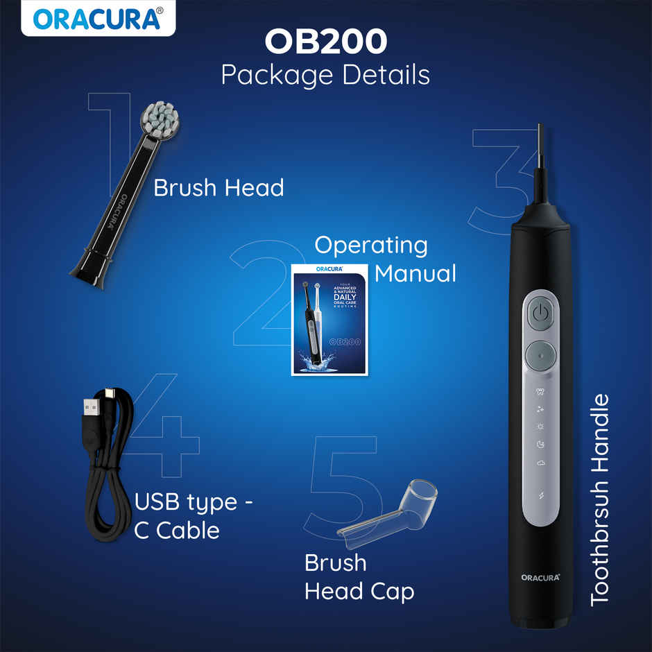 Oracura OB200 Oscillating Rechargeable Electric Toothbrush Black