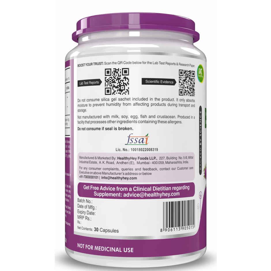 HealthyHey Berberis Berberine 95% with Milk Thistle | Weight Management Supplement | 750 mg | Veg