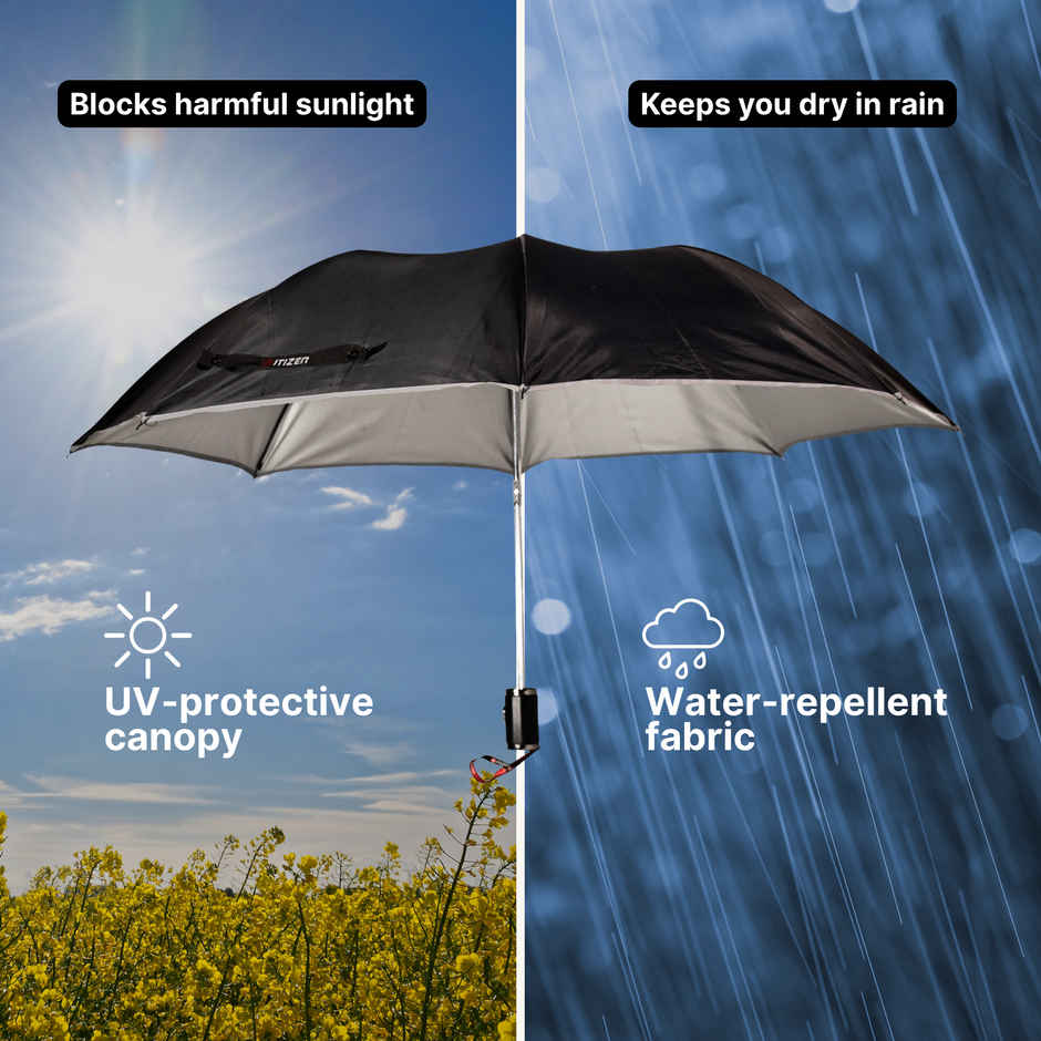Citizen Umbrella with Reflective Piping Black , silver | 24. 5 Inch | 2 Fold