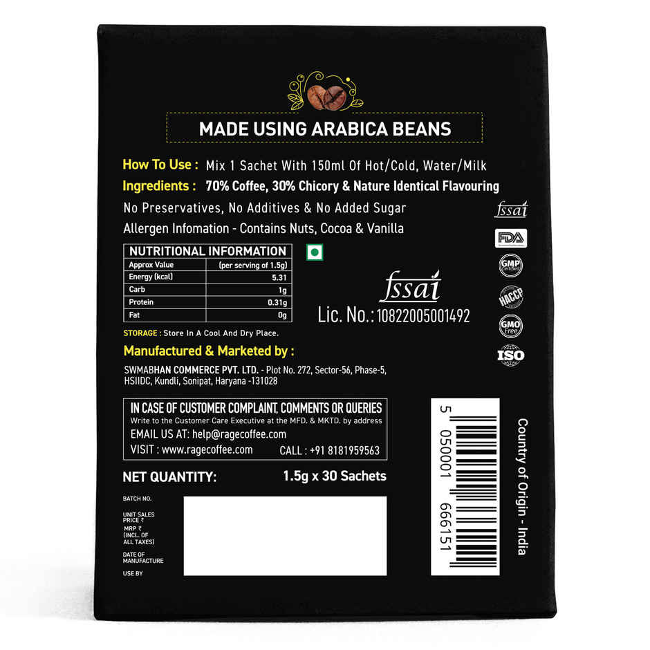 Rage Coffee Silk Blend Assorted Instant Coffee Sachets