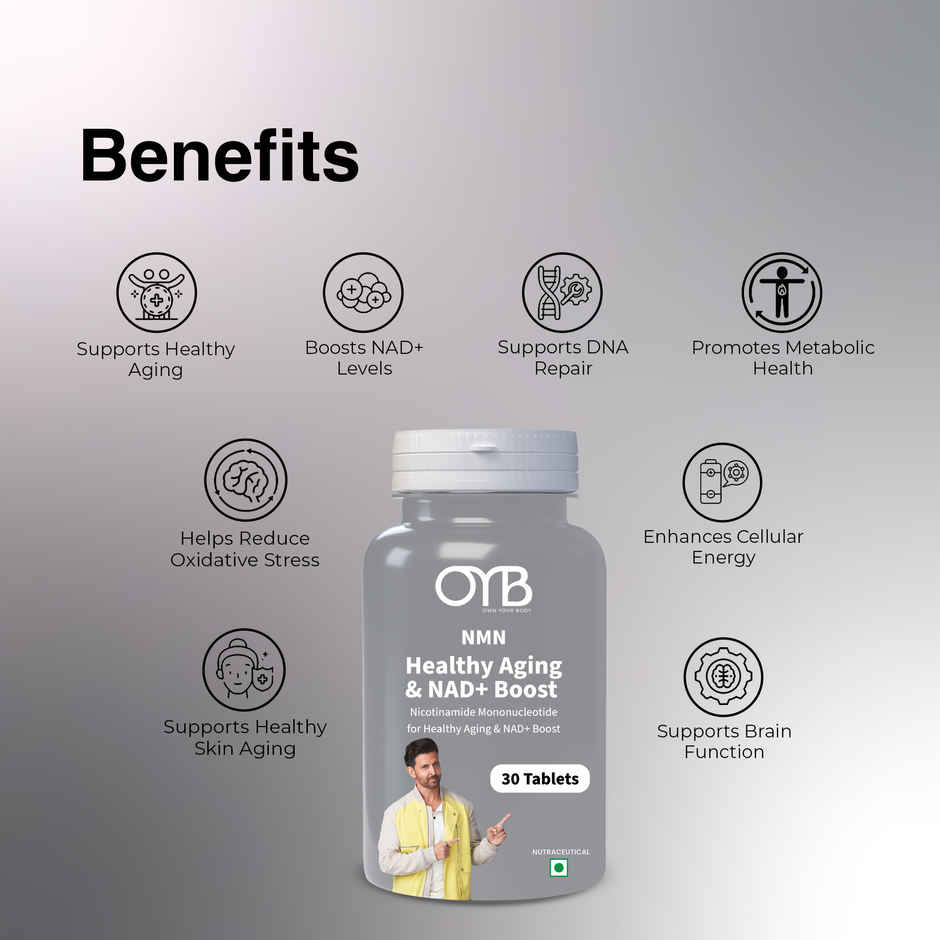 OYB NMN Anti-Aging Tablets with Nicotinamide Mononucleotide for NAD+ Boost | 30 Tablets | OYB NMN