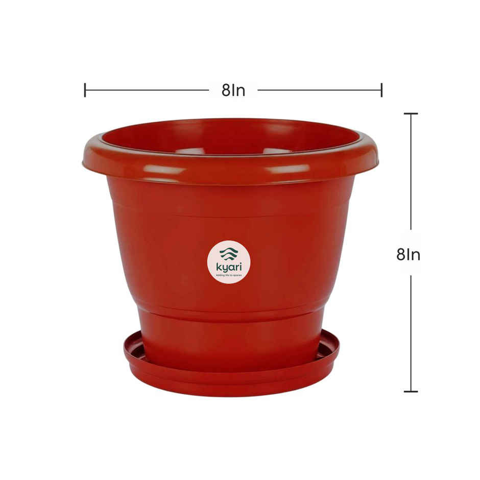 Kyari 8 Inch Terracota Pot with 7 Inch Bottom Plates | Pack of 5 | Garden Accessory