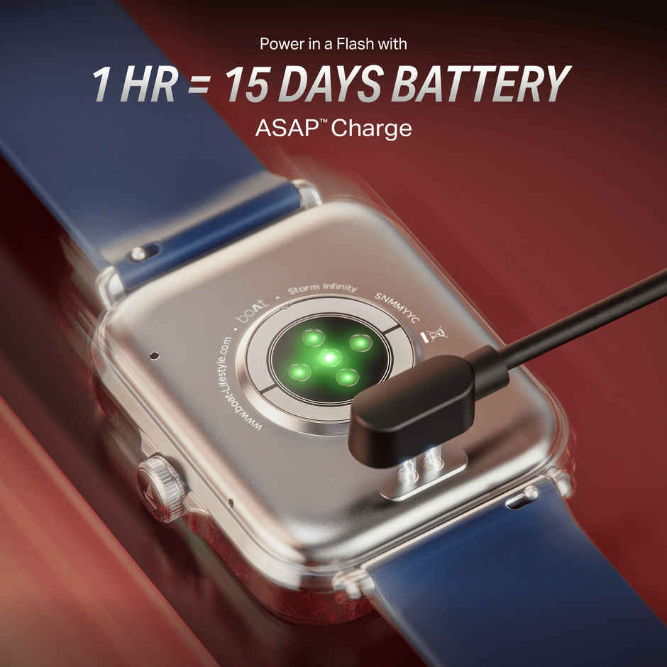 boAt Storm Infinity Smartwatch | 1.83" Display | BT Calling - Deep Blue