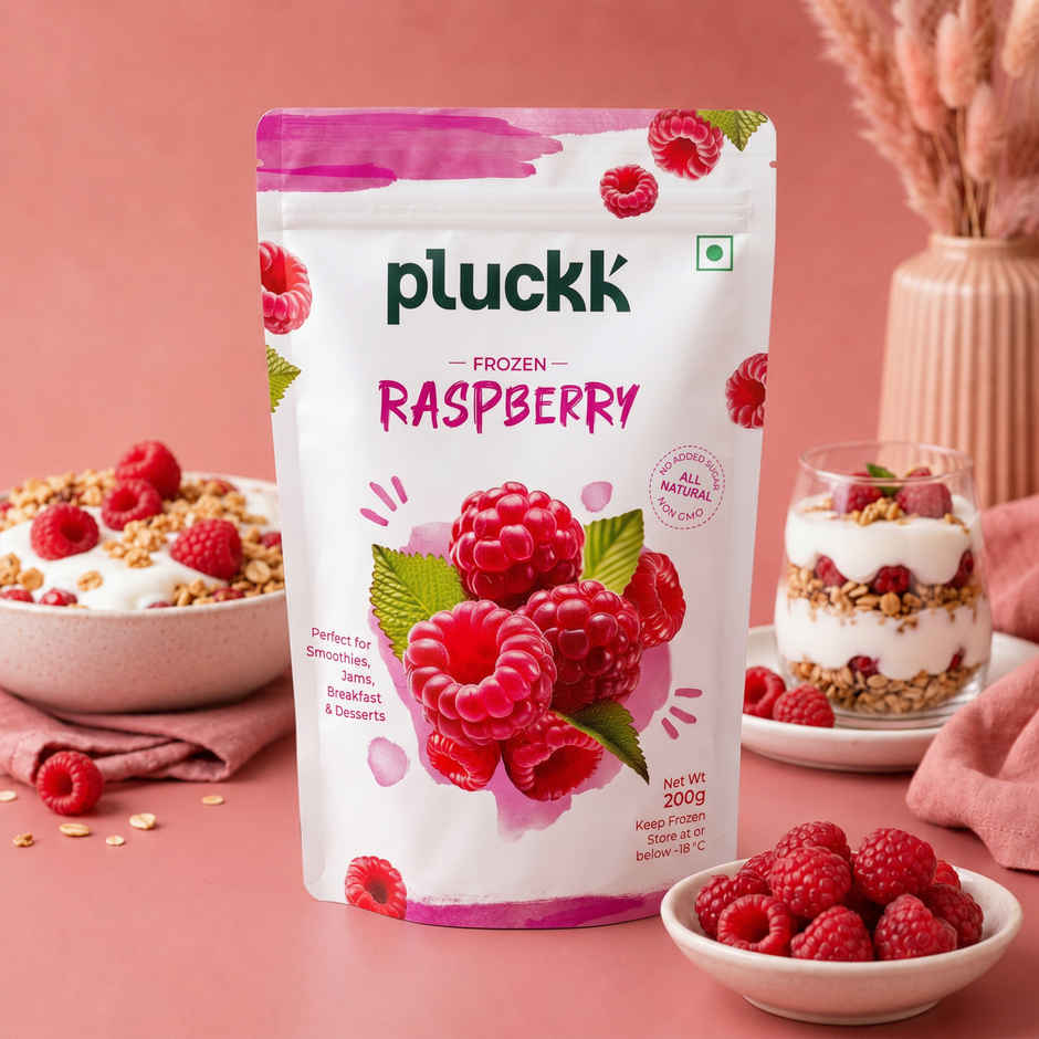 Pluckk Fresh Frozen Imported Raspberry | Natural | Non Gmo | Rich In Vitamin C | Healthy Snack